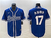 Men's Los Angeles Dodgers #17 Shohei Ohtani Blue Cool Base With Patch Stitched Baseball Jersey,baseball caps,new era cap wholesale,wholesale hats
